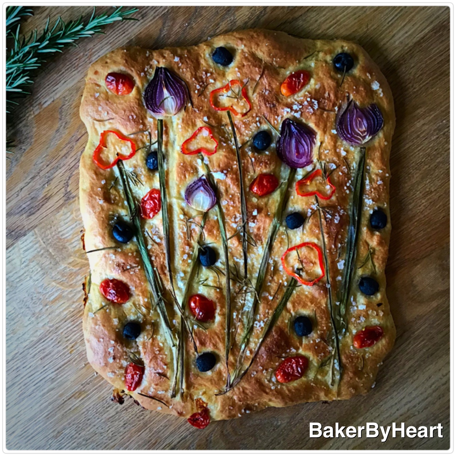 Foccacia med blomster