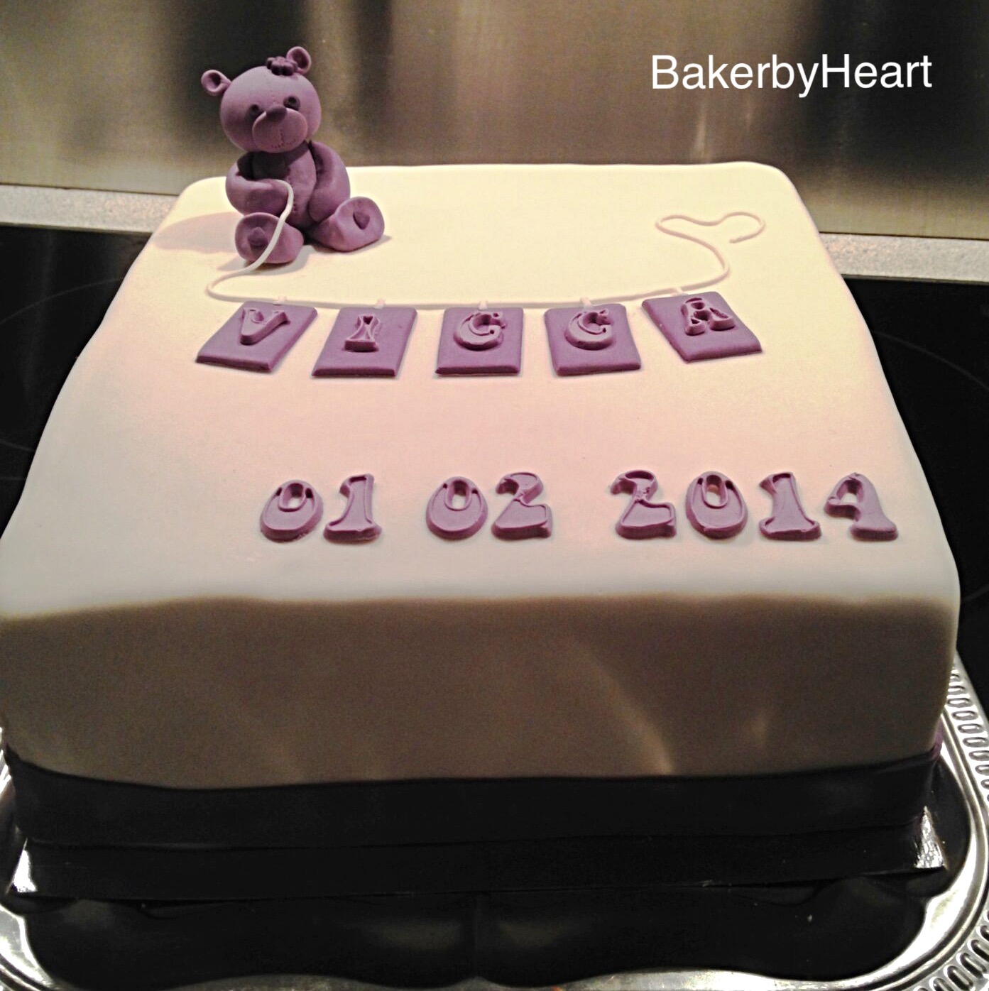 Dåbskage – Cake for a baptism – teddy theme